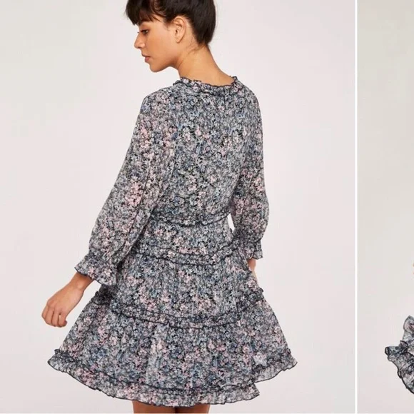 Apricot Floral Dress with Ruffle Details - Picture 13 of 13